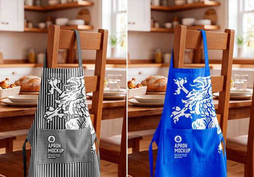 Kitchen apron mockup on chair