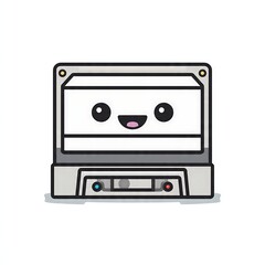 Obraz premium Cute cartoon face inside simple framed border vector illustration.