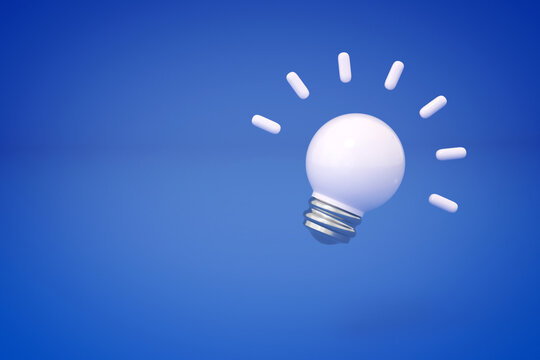 Business creativity and inspiration concepts with glowing white light bulb on background think big ideas motivation for success 3d rendering 