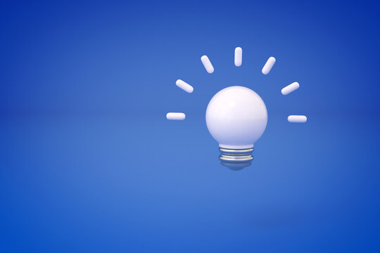 Business creativity and inspiration concepts with glowing white light bulb on background think big ideas motivation for success 3d rendering 