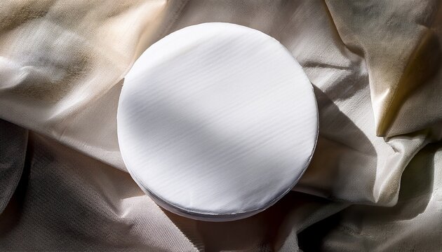 a circular paper white label on tissue packaging paper mockup