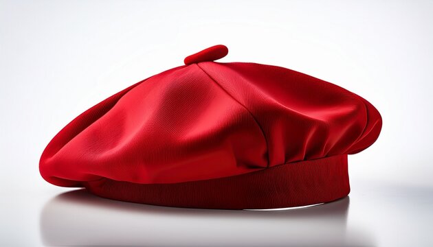 a stylish red beret isolatd on white background perect for adding a touch of rench flair to any outfit