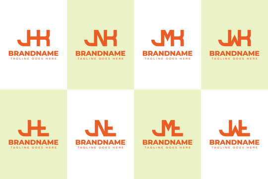 Letters JHK JNK JMK JWK JHT JNT JMT JWT Monogram Logo Set