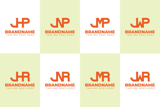 Letters JHP JNP JMP JWP JHR JNR JMR JWR Monogram Logo Set