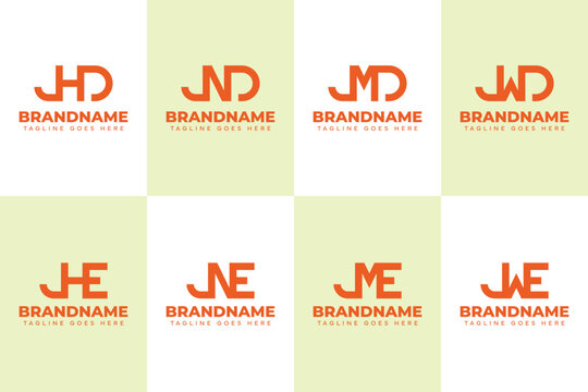 Letters JHD JND JMD JWD JHE JNE JME JWE Monogram Logo Set