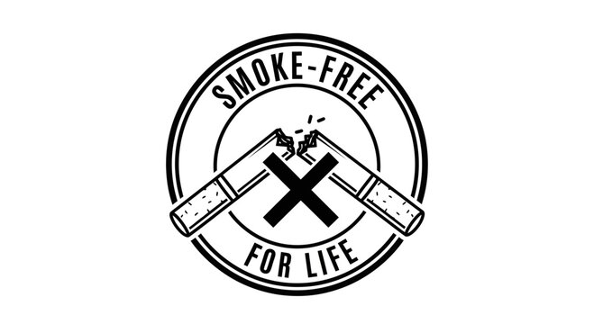 Smoke-Free For Life Logo: Broken Cigarette, Anti-Smoking Symbol