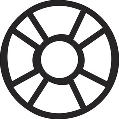 Obraz premium Outline of a circular life preserver ring with segments, representing water safety, maritime rescue, beach protection, swimming lifeguard equipment, ocean emergency response, and nautical safety aware