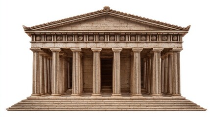 Fototapeta premium Ancient Greek Temple Facade with Doric Columns and Pediment.