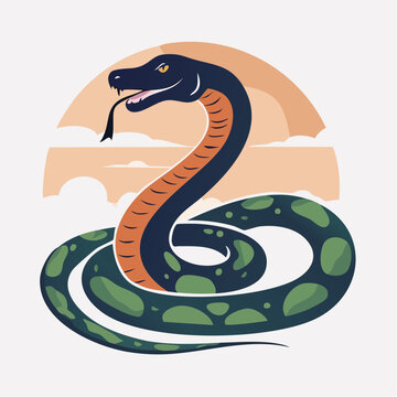 Stylized illustration of a coiled snake with its head raised
