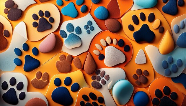 dog s paw print and abstract shape pattern background