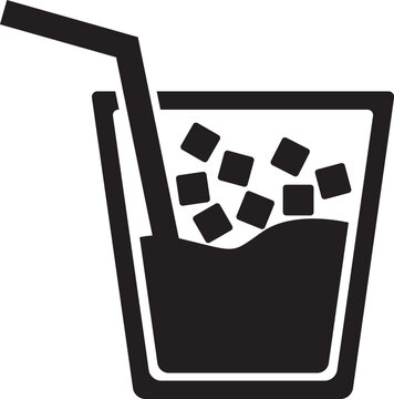 Cooling Beverage Icon With Ice Cubes and Straw
