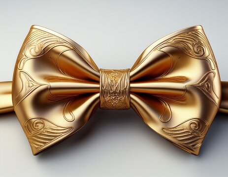 3d gold bow tie isolated on white background bow tie
