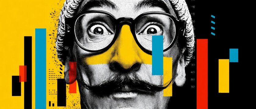 Celebration of humor with a wacky disguise on vibrant yellow. Ma