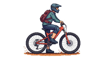 Naklejka premium Man Riding Mountain Bike.
