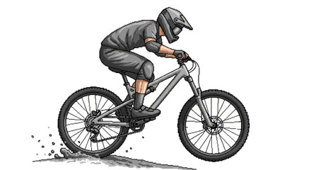 Naklejka premium Man Riding Mountain Bike.