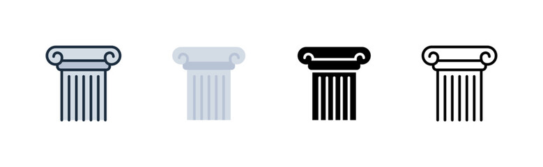 Naklejka na ściany i meble Roman Column Pillar Icon Colored Flat Glyph Line Italy