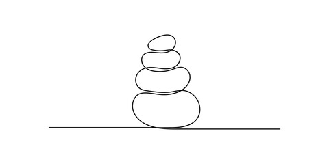 Minimalist line art illustration of a balanced stone cairn eps © Akhi