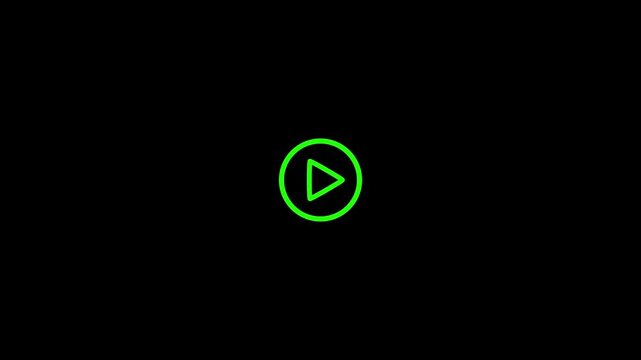 Minimalist white video play button icon on a black background