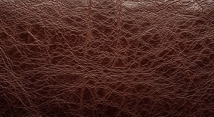 Fototapeta premium Brown leather texture background with cracked surface and natural light reflection