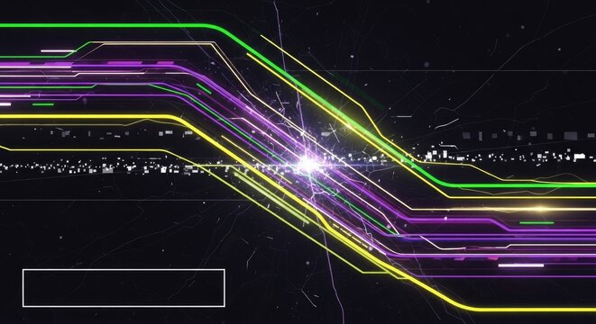 Abstract Digital Cyber Circuit Background with Glowing Neon Lines