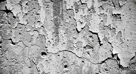 Obraz premium Close up of a weathered cracked and peeling gray wall with rough texture and rugged surface