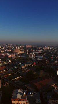 Aerial Drone Shot of Prem Mandir in Daylight, Vrindavan, Mathura, India
