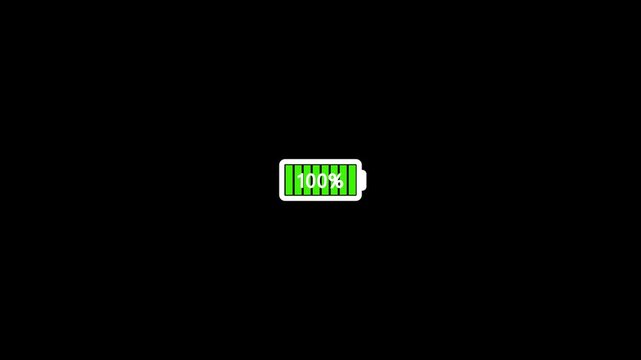 Abstract battery with charging symbol in futuristic glowing battery icon animated.4k video animation.