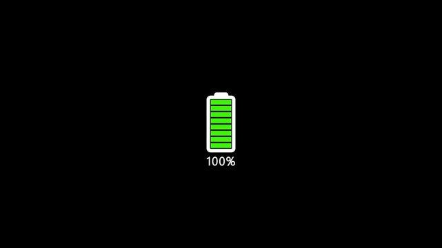 Abstract battery with charging symbol in futuristic glowing battery icon animated.4k video animation.