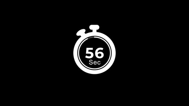 One minutes animation countdown on black background.