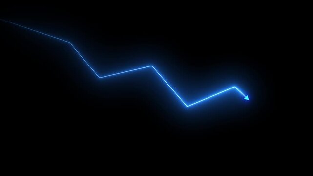 Neon Downward Arrow Falling Graph Business Loss Background