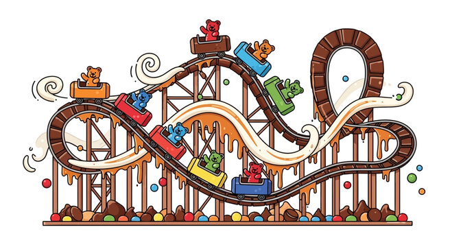 Gummy Bears on Chocolate Roller Coaster Ride with Candy