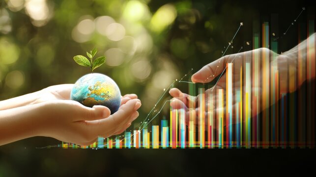 Passing nature's legacy: a gift for future generations. Economic forecast. Generational bridge: vibrant earth in shared hands. Data insights. Economic growth.