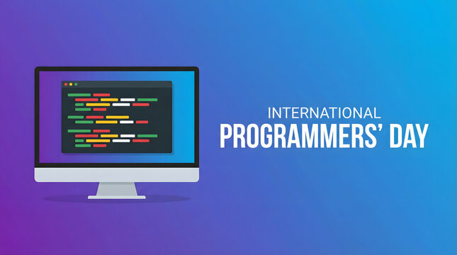 International programmers day computer screen with code