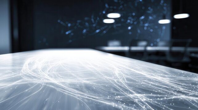 Abstract White Lines on Conference Table, Modern Design