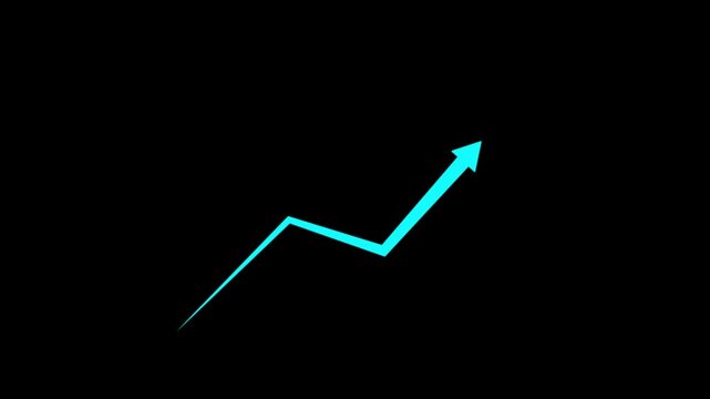 A single sharp blue arrow pointing to the right and slightly upwards against a solid black background.