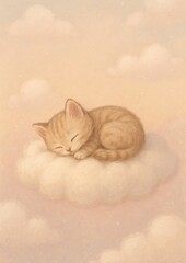 Obraz premium Adorable kitten sleeping peacefully.