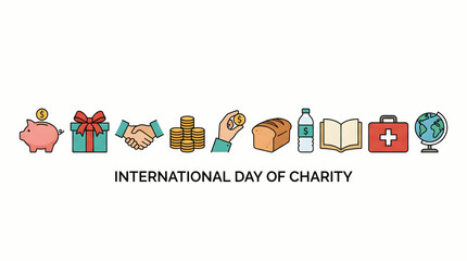 Fototapeta premium International Day of Charity, donation and helping hands icons