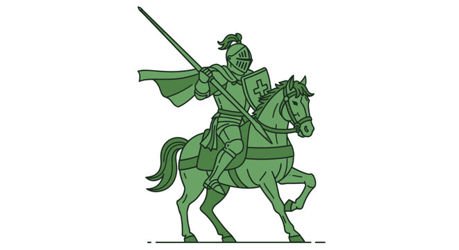 Knight on Horseback with Lance, Medieval Warrior Illustration