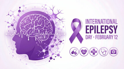 Fototapeta premium Epilepsy awareness purple ribbon brain health