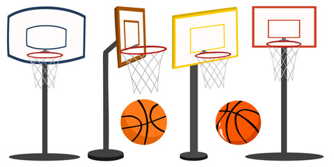 a set of basketball hoops, various types of basketball hoops from different perspectives © Nabilatun Nadiyah