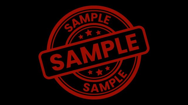 Sample Red Ink Rubber Stamp Impact Motion Loop Animation Motion Graphic on Transparent Background