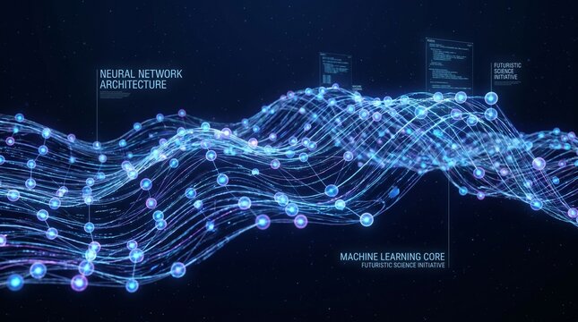 Abstract neural network and machine learning visualization.