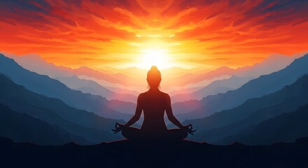 Obraz premium Serene yoga day at sunset over mountains