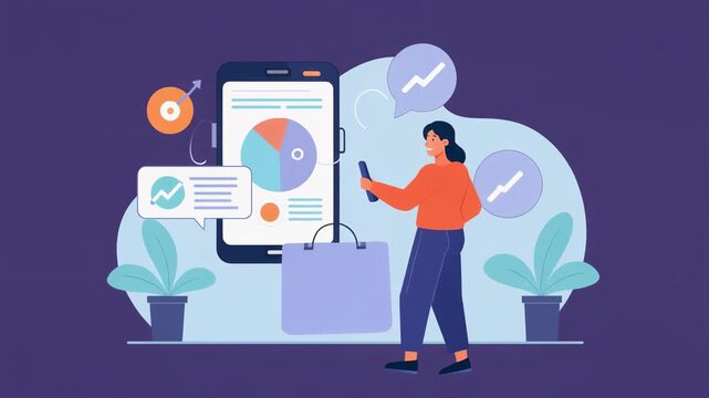 Mobile app analytics dashboard for retail and shopping.
