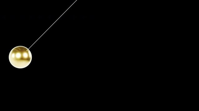 Gold Pendulum Swing Seamless Loop - Metallic Ball on Black Background