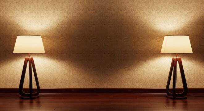 Warm beige textured damask wallpaper with subtle vintage pattern in an interior setting