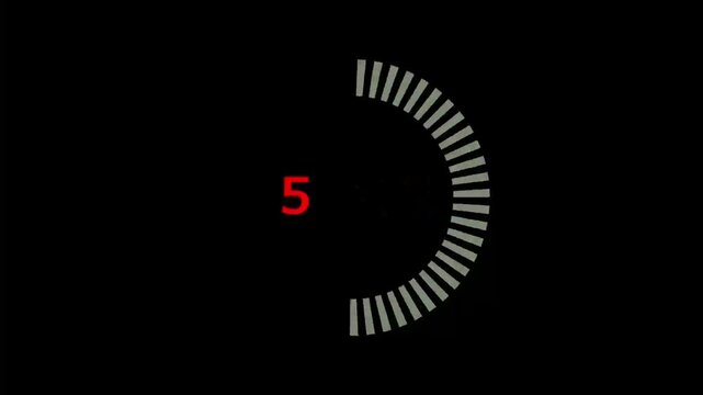 Animation of 10 seconds countdown counter with ALPHA channel. electronic clock with red digits and animated circle. 10 sec timer
