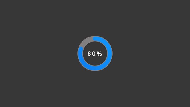 Circular progress bar completion animated on a black background.