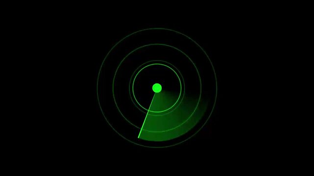 Radar hud target searching scope and scanning element, radar scanner, search for enemy sci-fi animation with alpha channel