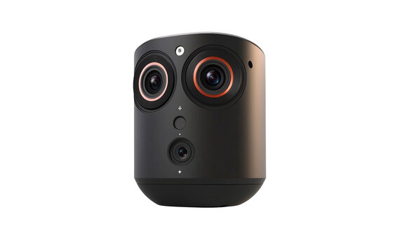 Compact 360 degree camera for VR recording in modern immersive content creation setup Isolated on transparent background PNG